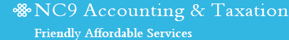 NC9 Accounting and Taxation, Friendly Affordable Services logo.
